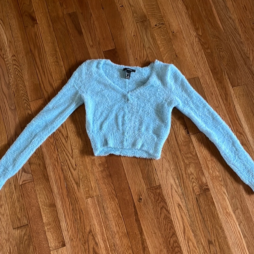 Forever 21 light blue fuzzy sweater